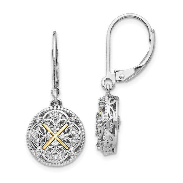 Shey Couture Vintage Dangle Earrings: 14K Gold & Sterling Silver