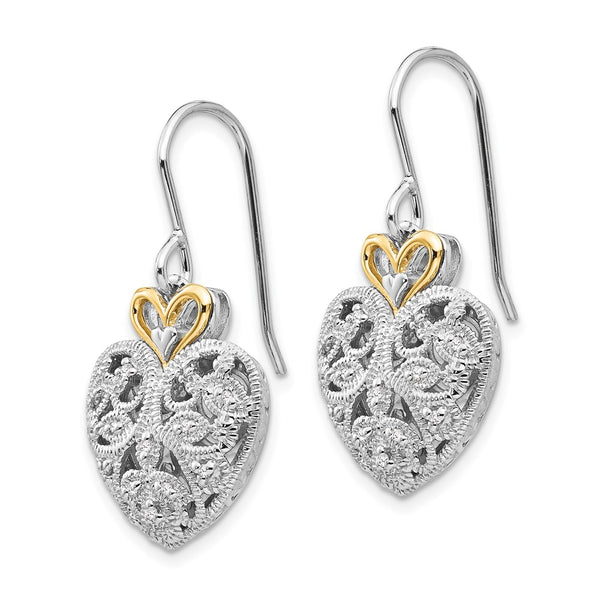 Shey Couture Vintage Heart Earrings - Sterling Silver 14K Gold