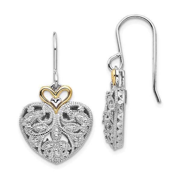 Shey Couture Vintage Heart Earrings - Sterling Silver 14K Gold