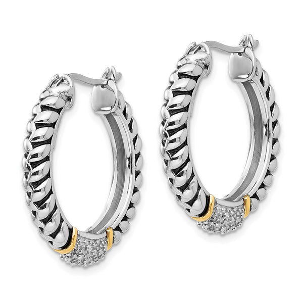 Shey Couture Antiqued Diamond Hoop Earrings - 14K Gold Accents
