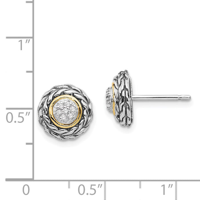 Designer Antiqued Sterling Silver Earrings with 14K Gold & Diamonds - Stylish Value-4