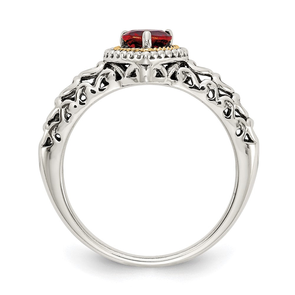 Buy Exclusive Shey Couture Antiqued Heart Garnet Ring | 14K Gold & Sterling Silver