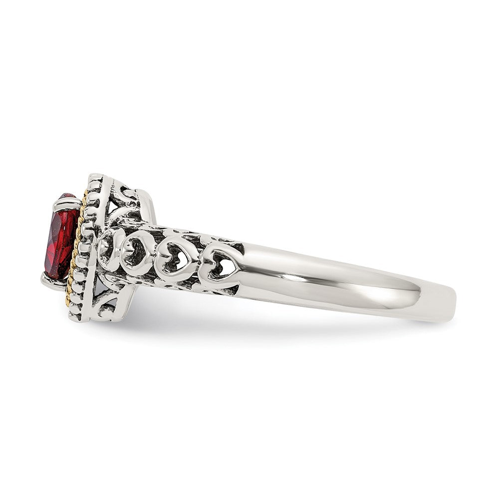 Buy Exclusive Shey Couture Antiqued Heart Garnet Ring | 14K Gold & Sterling Silver