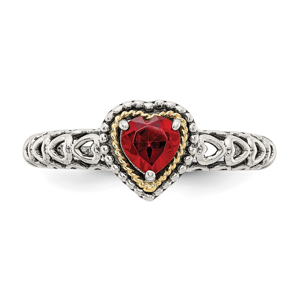 Buy Exclusive Shey Couture Antiqued Heart Garnet Ring | 14K Gold & Sterling Silver