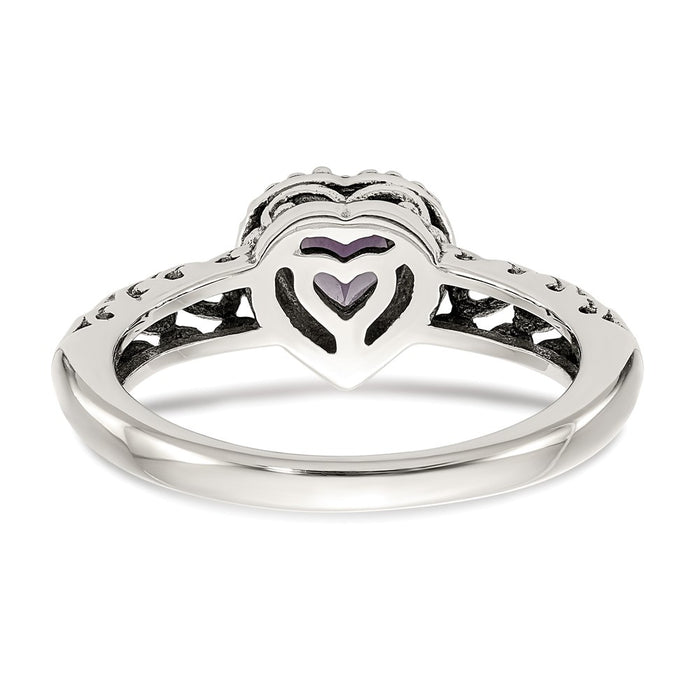 Buy Stylish Antiqued Amethyst Heart Ring in Sterling Silver & 14K Gold Accents-6