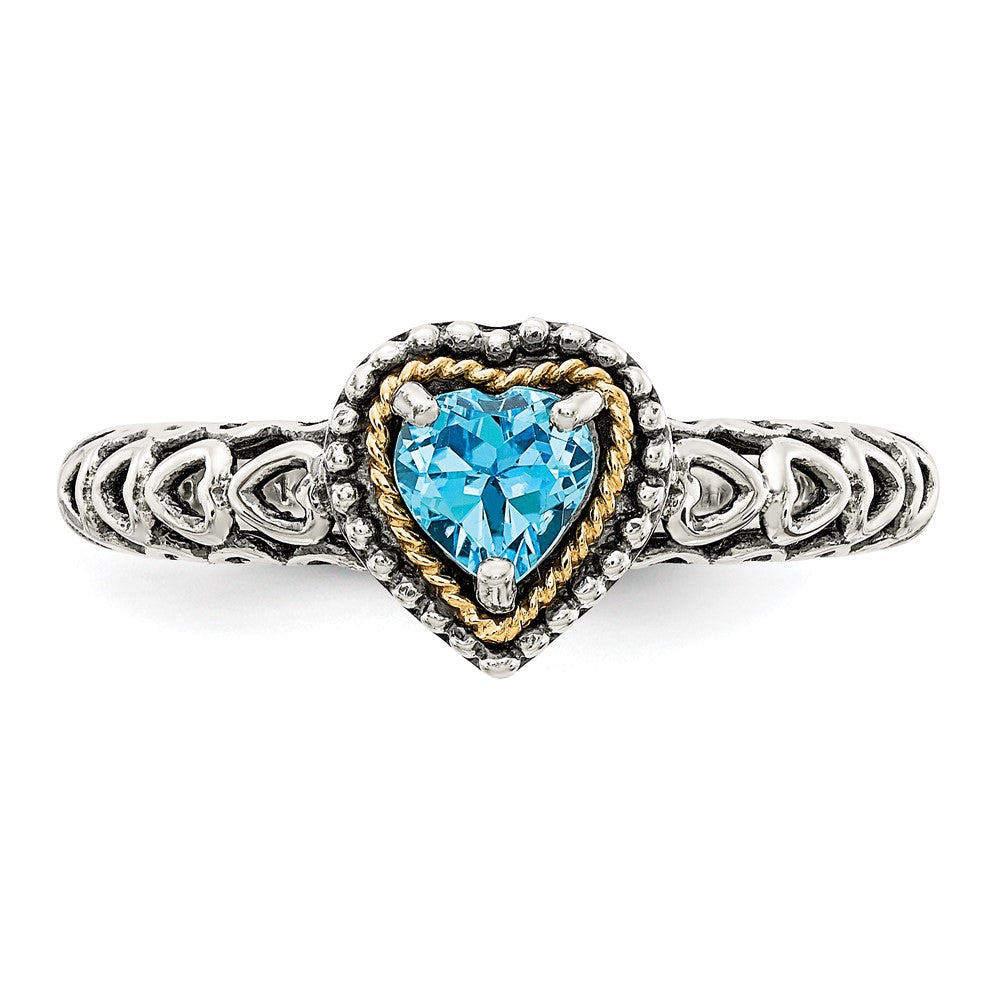 Buy Exclusive Shey Couture Antiqued Blue Topaz Heart Ring, 14K Gold Accent, Stylish Design
