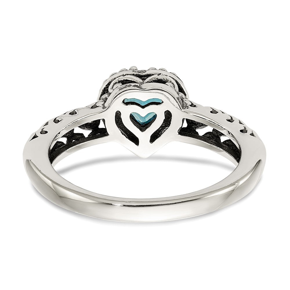 Shop Stylish Shey Couture Antiqued Blue Topaz Heart Ring | 14K Gold Accent