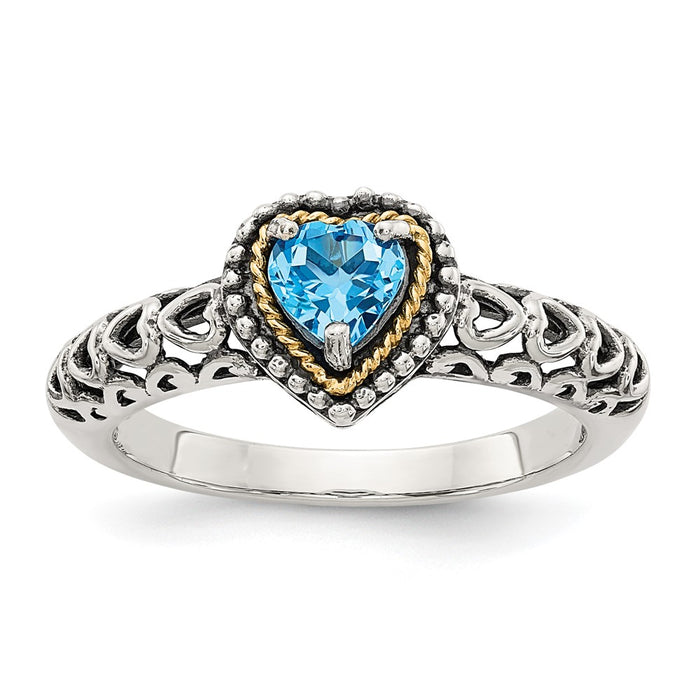 Shop Stylish Shey Couture Antiqued Blue Topaz Heart Ring | 14K Gold Accent-1