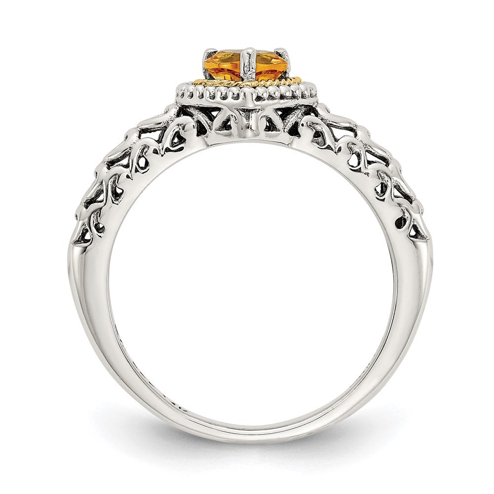 Shop Stylish Antiqued Heart Ring with Citrine, 14K Gold, & Silver Value