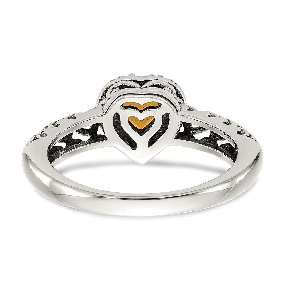 Shop Stylish Antiqued Heart Citrine Ring in Sterling Silver & 14K Gold Accent