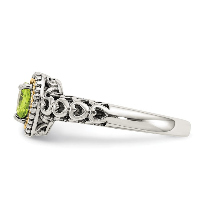 Shop Exclusive Antiqued Heart Ring: 14K Gold & Peridot in Sterling Silver-3