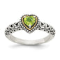 High-Quality Shey Couture Antiqued Heart Ring with Peridot & 14K Gold Accents-1