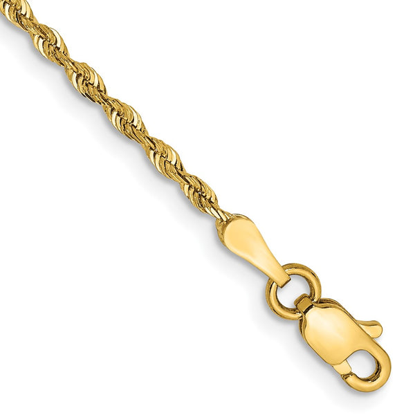 14K Gold Diamond-Cut Rope Anklet - 1.85mm