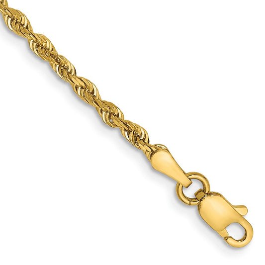 Exclusive 14K Gold 10-Inch Diamond-Cut Rope Anklet - Stylish 2.25mm Width