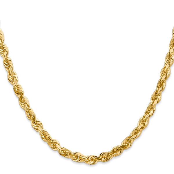 14K Gold 5mm Diamond-Cut Quadruple Rope Chain
