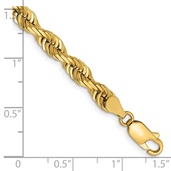 14K Gold 8-Inch Diamond-Cut Quadruple Rope Chain - 5mm