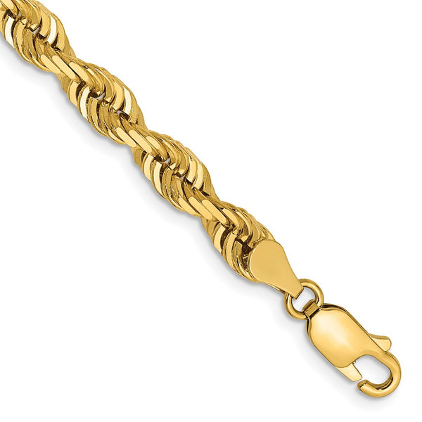 14K Gold 8-Inch Diamond-Cut Quadruple Rope Chain - 5mm