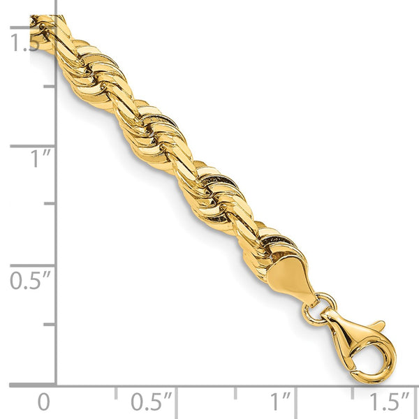 14K Gold 8-Inch 7mm Diamond-Cut Rope Chain