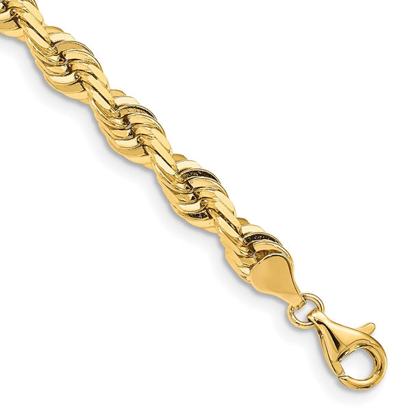 14K Gold 8-Inch 7mm Diamond-Cut Rope Chain