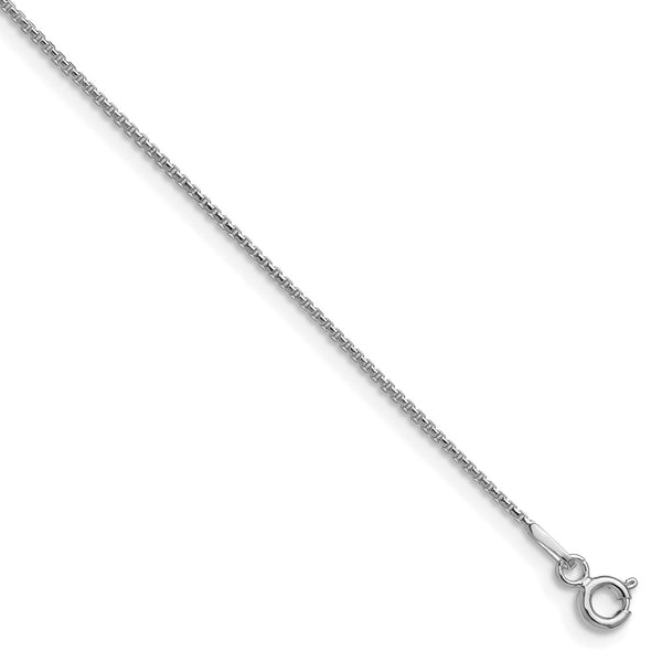 Rhodium-Plated Sterling Silver .95mm Diamond-Cut Box Chain - 4" Extender