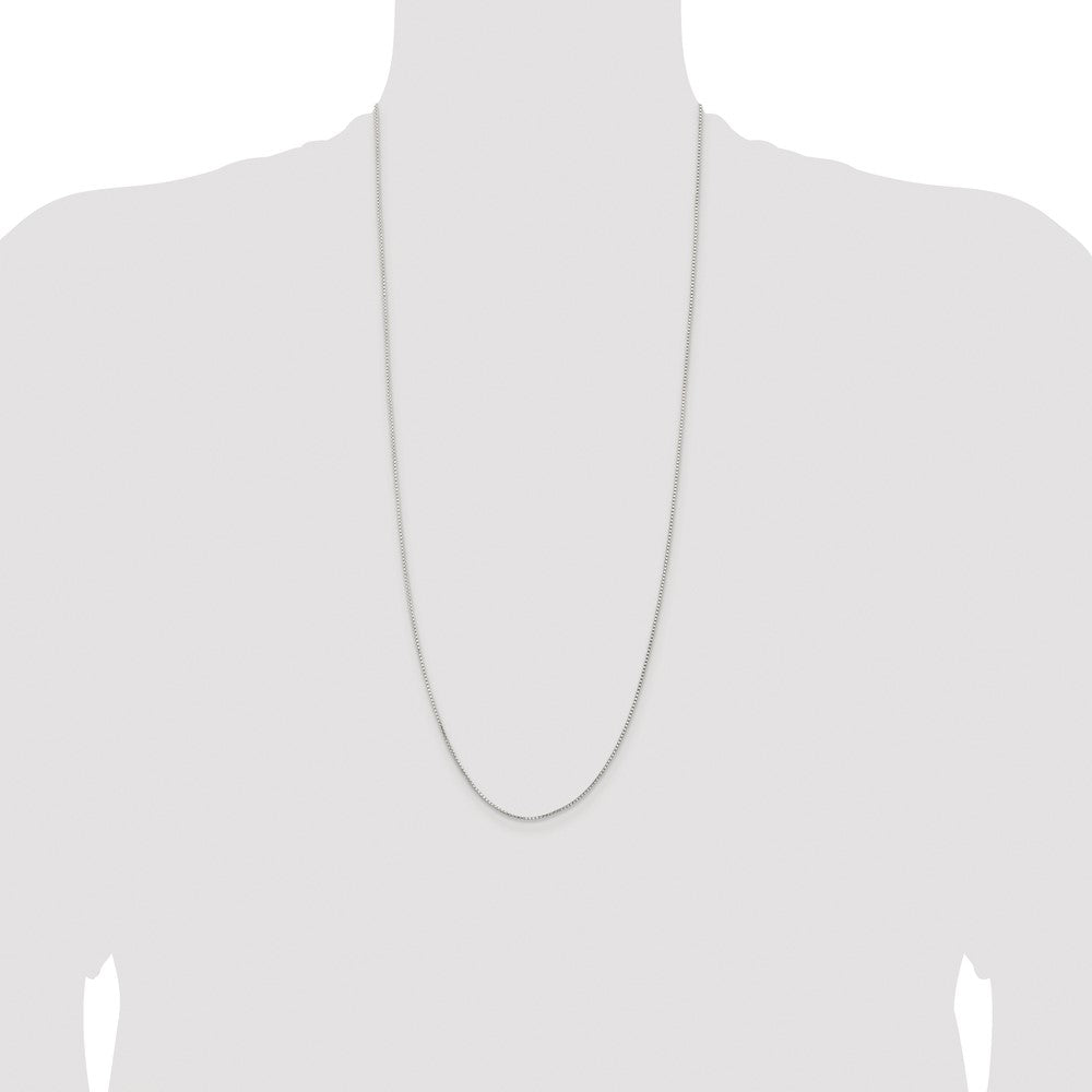 Buy Exclusive 1.1mm Rhodium-Plated Diamond-Cut Round Box Chain in Silver - Stylish!