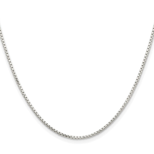 High-Quality Rhodium-Plated 1.5mm Diamond-Cut Round Box Chain, Stylish Silver