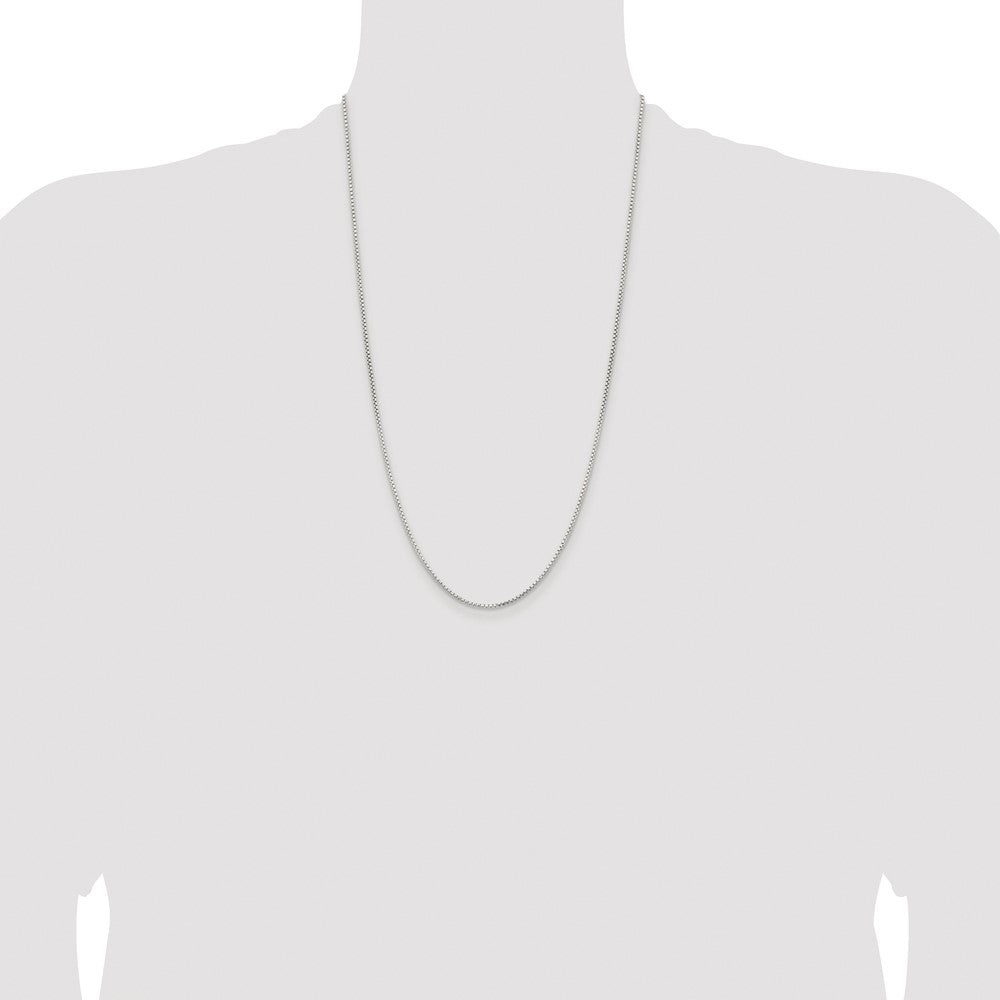 High-Quality Rhodium-Plated 1.5mm Diamond-Cut Round Box Chain, Affordable Sterling Silver