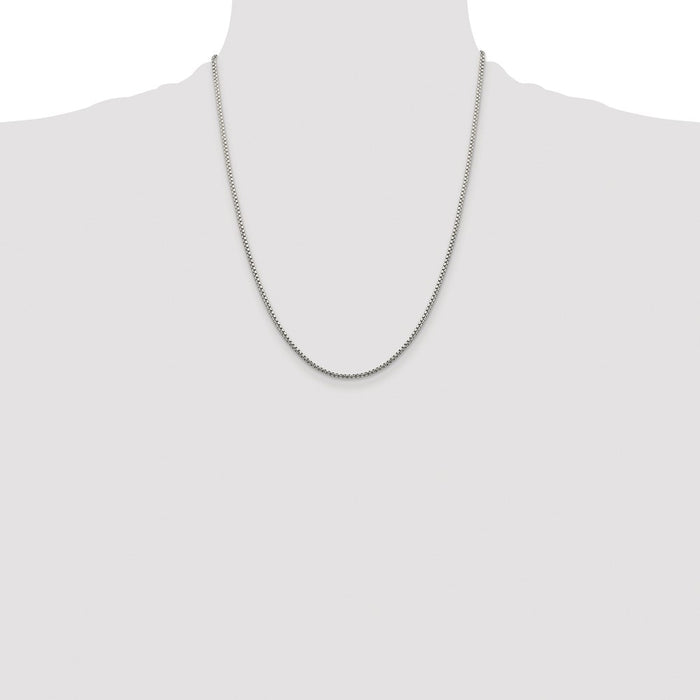 Buy Stylish Rhodium-Plated Sterling Silver 1.75mm Diamond-Cut Box Chain-4