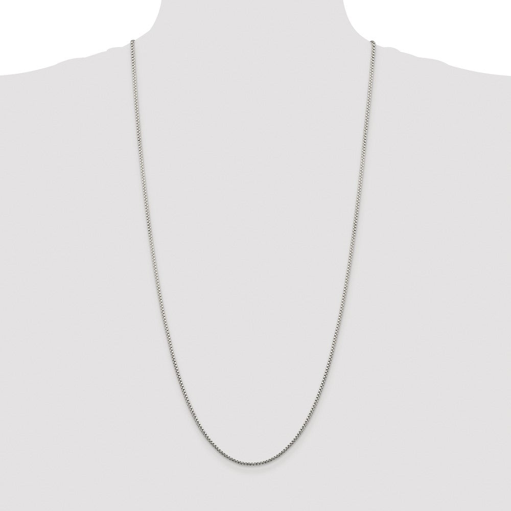 Buy Stylish Rhodium-Plated Sterling Silver 1.75mm Diamond-Cut Round Box Chain