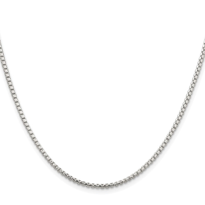 High-Quality Rhodium-Plated 2mm Diamond-Cut Round Box Chain - Stylish Sterling Silver-2