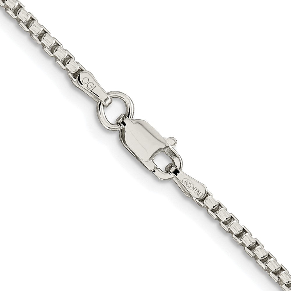 High-Quality Rhodium-Plated 2mm Diamond-Cut Round Box Chain - Stylish Sterling Silver