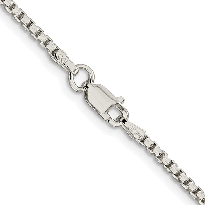 High-Quality Rhodium-Plated 2mm Diamond-Cut Round Box Chain - Stylish Sterling Silver-3