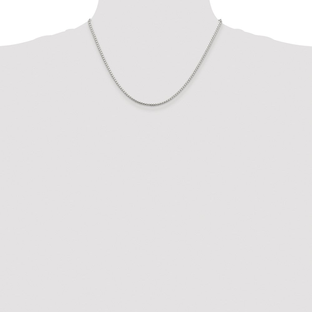 High-Quality Rhodium-Plated 2mm Diamond-Cut Round Box Chain - Stylish Sterling Silver