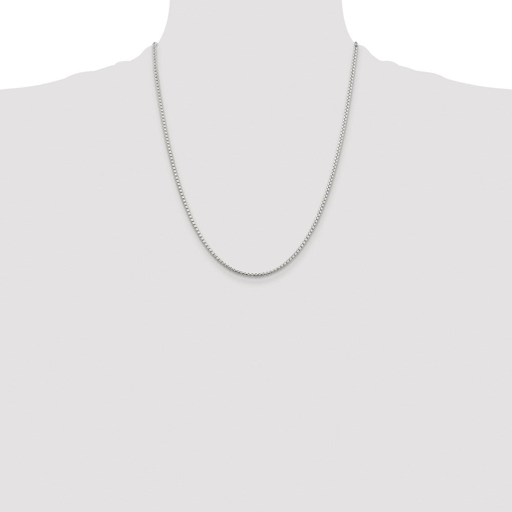 Buy Stylish 2mm Rhodium-Plated Diamond-Cut Round Box Chain in Sterling Silver