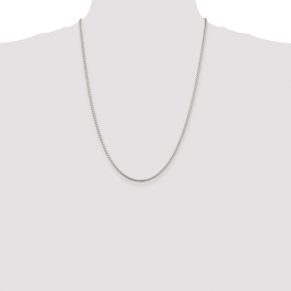 Designer Rhodium-Plated 2mm Diamond-Cut Round Box Chain in Sterling Silver - Affordable Luxury