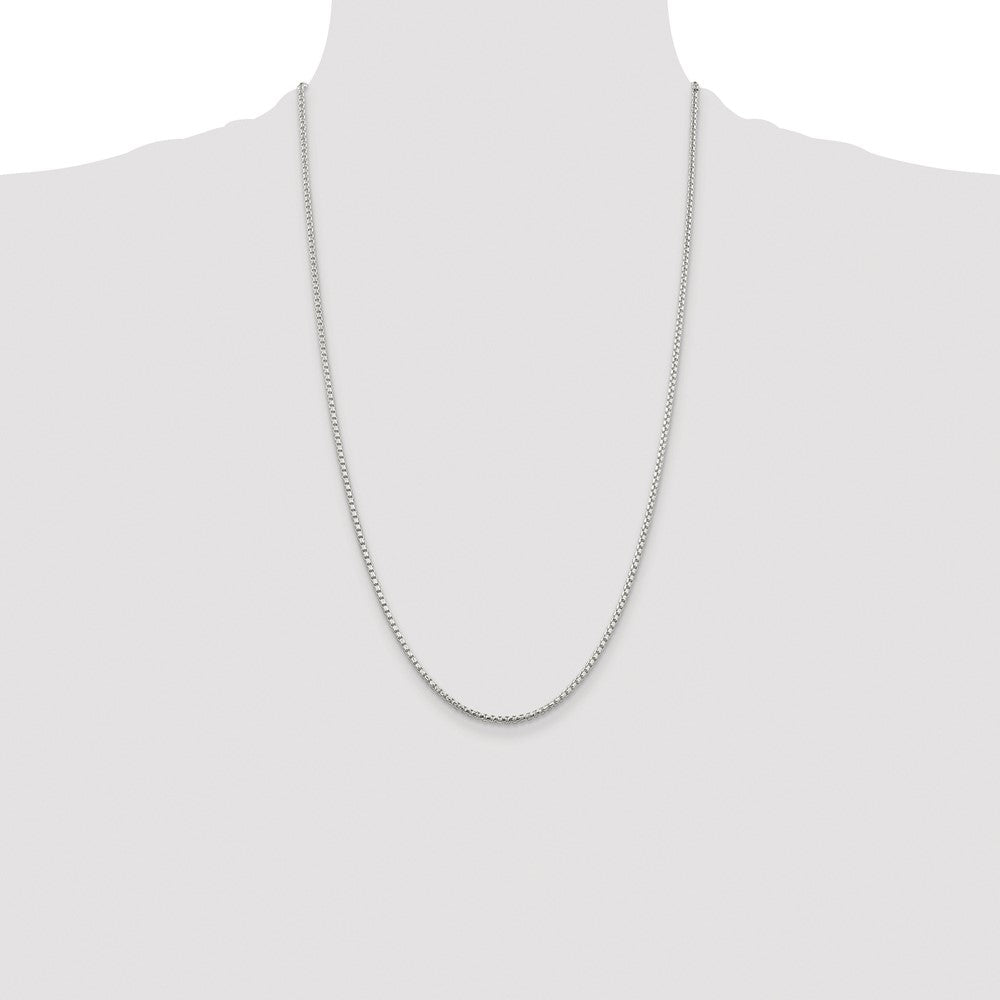 Buy Stylish Rhodium-Plated 2mm Diamond-Cut Round Box Chain in Sterling Silver