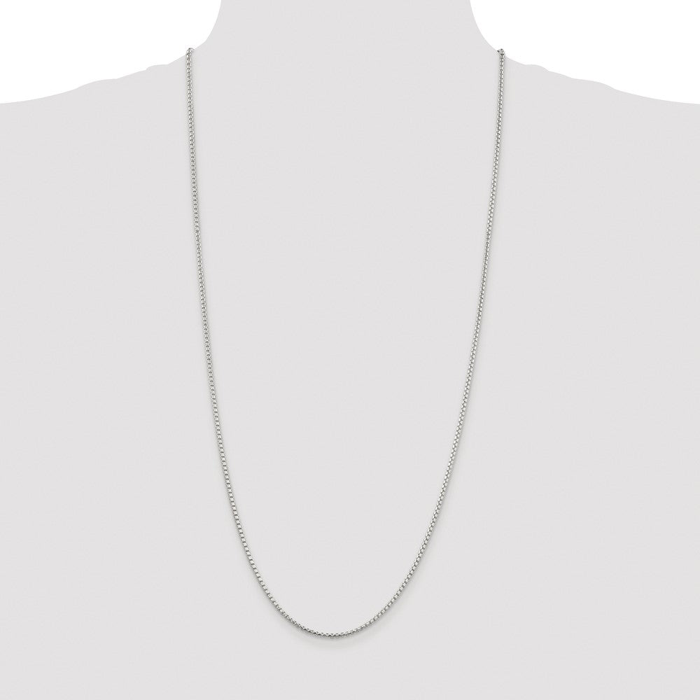 Buy Stylish 2mm Diamond-Cut Round Box Chain in Rhodium-Plated Sterling Silver