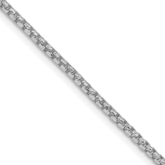 High-Quality Rhodium-Plated 2mm Diamond-Cut Round Box Chain - Stylish Sterling Silver