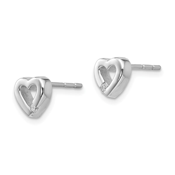 White Ice Rhodium-Plated Sterling Silver Diamond Heart Earrings - Style GR1-1009685