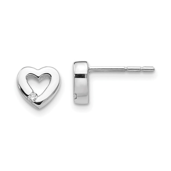 White Ice Rhodium-Plated Sterling Silver Diamond Heart Earrings - Style GR1-1009685