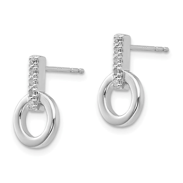 White Ice Rhodium-Plated Silver Diamond Circle Stud Earrings