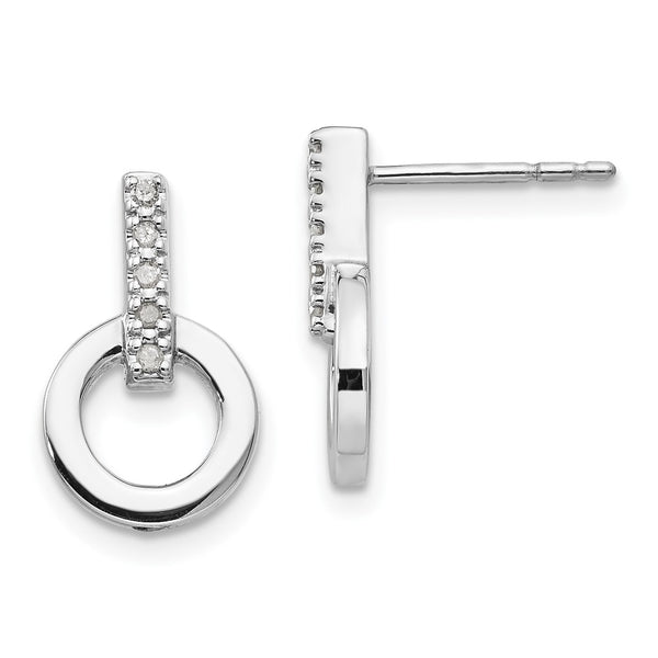 White Ice Rhodium-Plated Silver Diamond Circle Stud Earrings