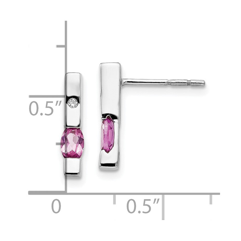 Buy Exclusive Rhodium-Plated Sterling Silver Dangle Earrings with Diamonds & Pink Tourmaline - Stylish Luxury!