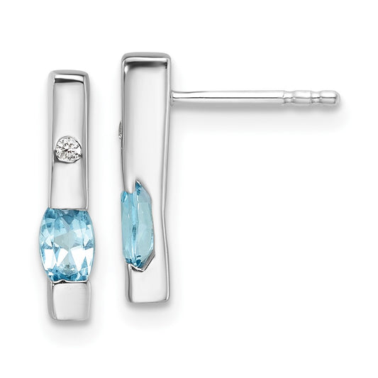 Exclusive White Ice Rhodium-Plated 14K Gold Diamond & Blue Topaz Studs