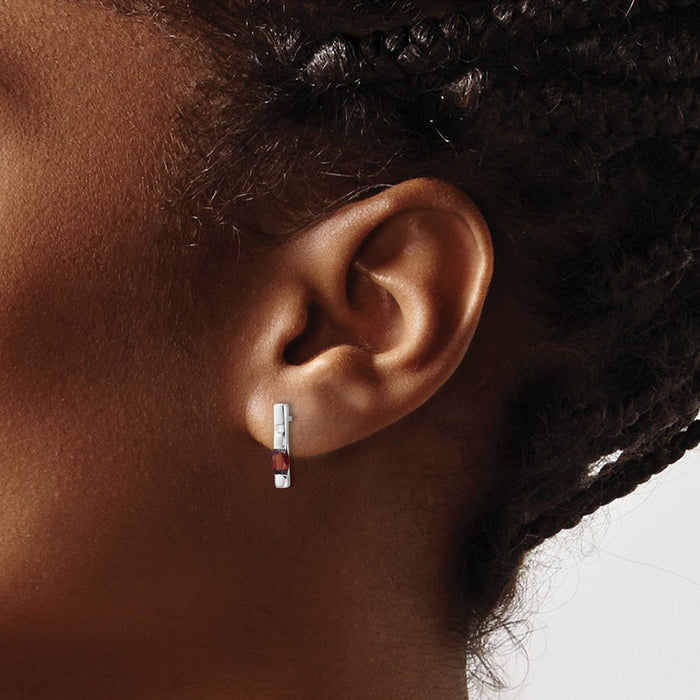 Exclusive Rhodium-Plated Sterling Silver Garnet & Diamond Stud Earrings | Stylish Value-3