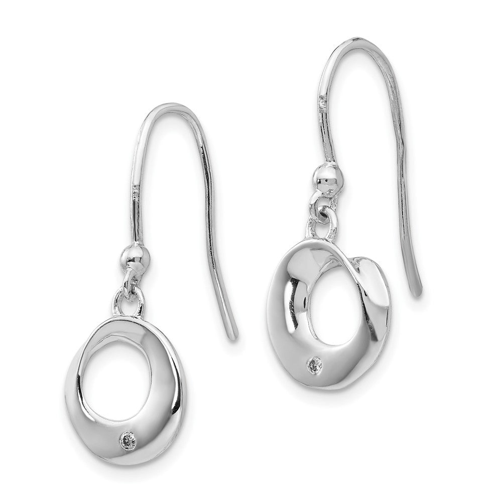 High-Quality White Ice Rhodium-Plated Sterling Silver Diamond Circle Earrings