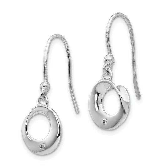 High-Quality White Ice Rhodium-Plated Sterling Silver Diamond Circle Earrings