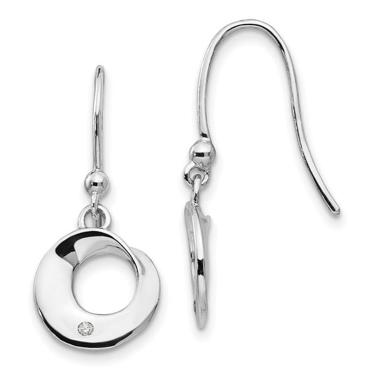 High-Quality White Ice Rhodium-Plated Sterling Silver Diamond Circle Earrings
