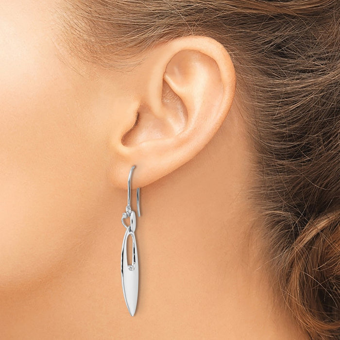 Buy Stylish White Ice Sterling Silver Rhodium-Plated Diamond Dangle Earrings-3