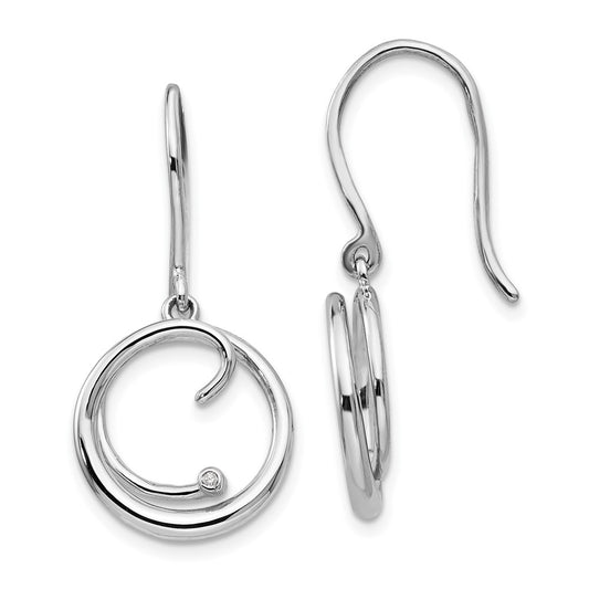 High-Quality Designer White Ice Rhodium-Plated Sterling Silver Dangle Earrings